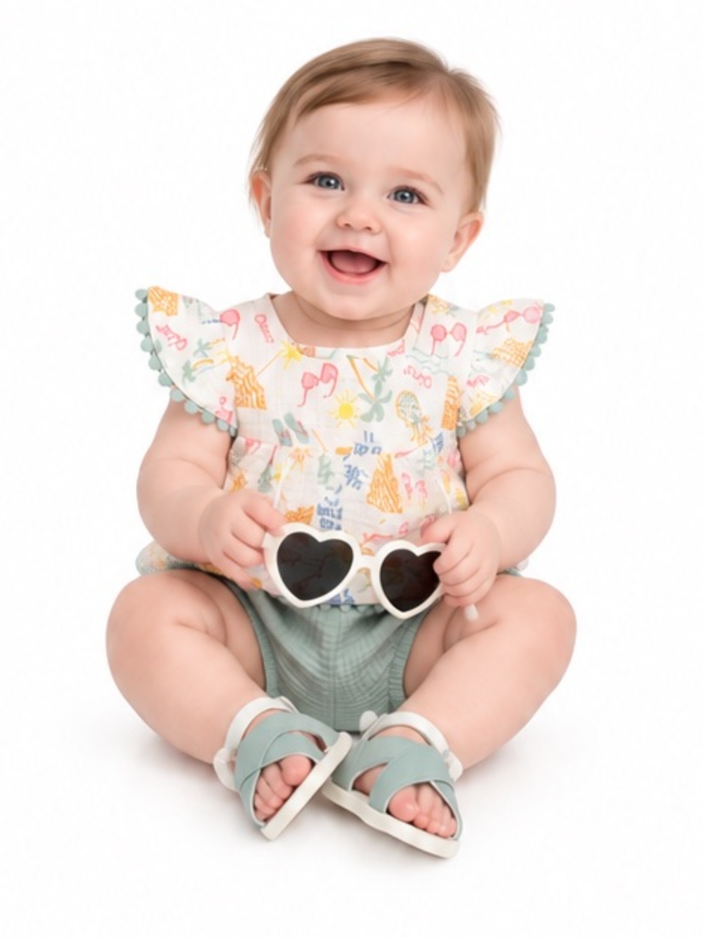 NEW - Rachel Zoe Baby Ciao La Dolce Vita Print 4 Piece Outfit Set 3-6 Months